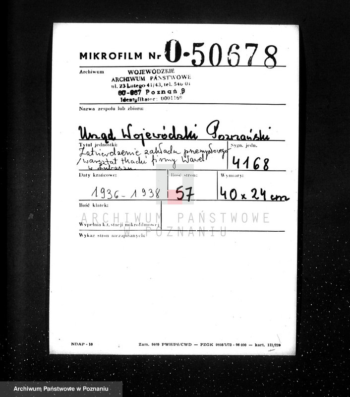 Obraz 2 z jednostki "Zatwierdzenie zakładu przemysłowo /warsztat tkacki firmy Wawel w Lubaszu pow. czarnkowski/"