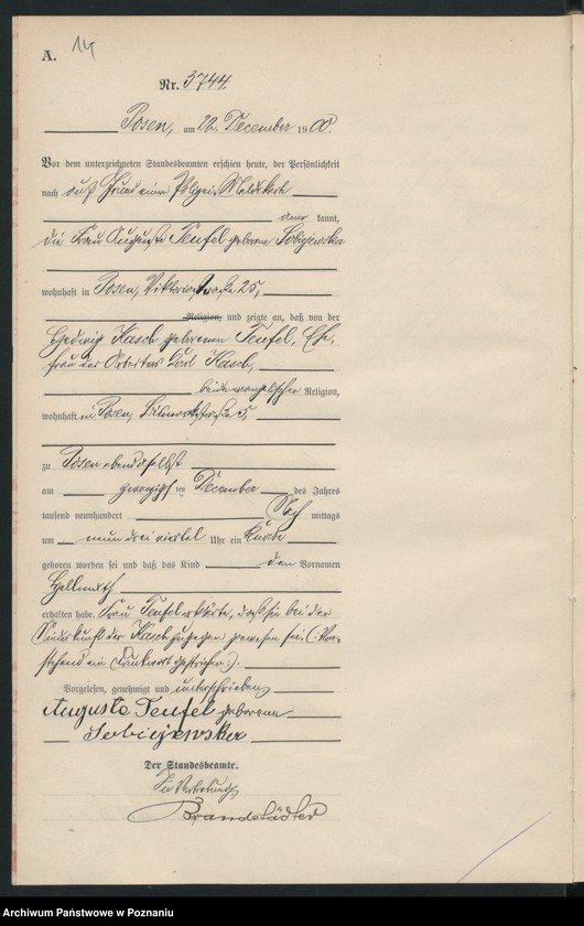 Obraz 17 z jednostki "Księga miejscowa urodzeń"