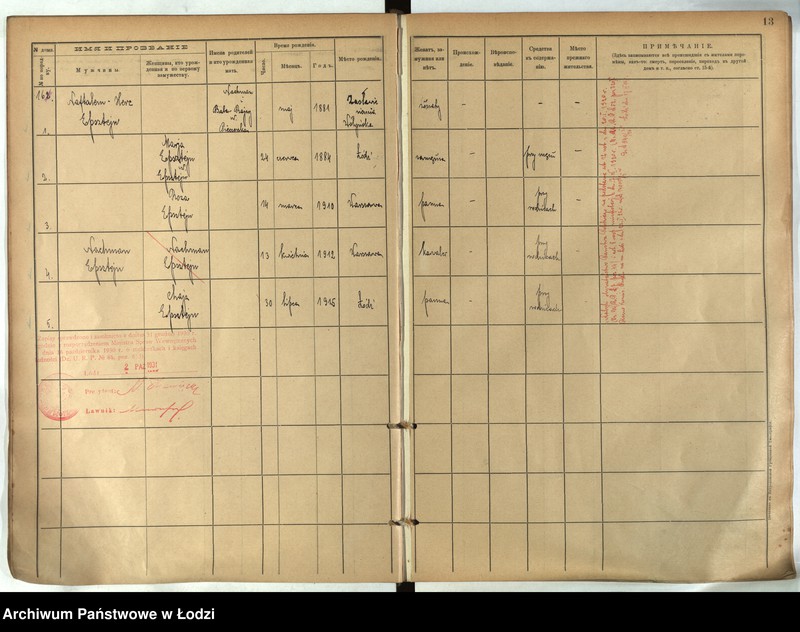 Obraz 13 z jednostki "[Księga ludności stałej m. Łodzi guberni piotrkowskiej nr domu 161-174]"