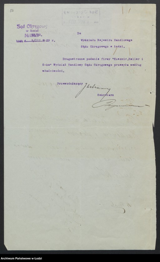 Obraz 14 z jednostki "Kusznir, Heller i S-ka – wyrób i sprzedaż towarów włókienniczych"