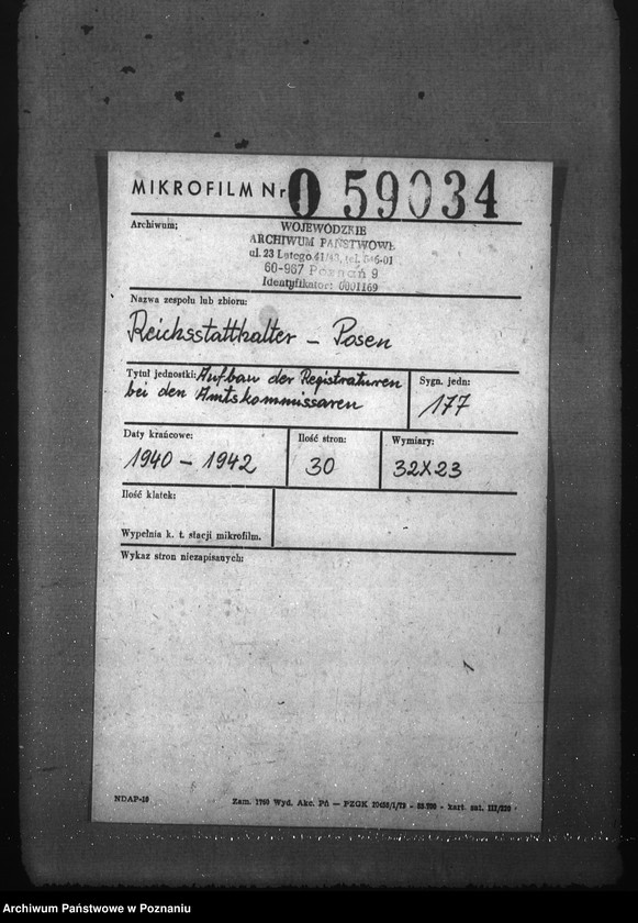 Obraz 2 z jednostki "Aufbau der Registraturen bei den Amtskommissaren"