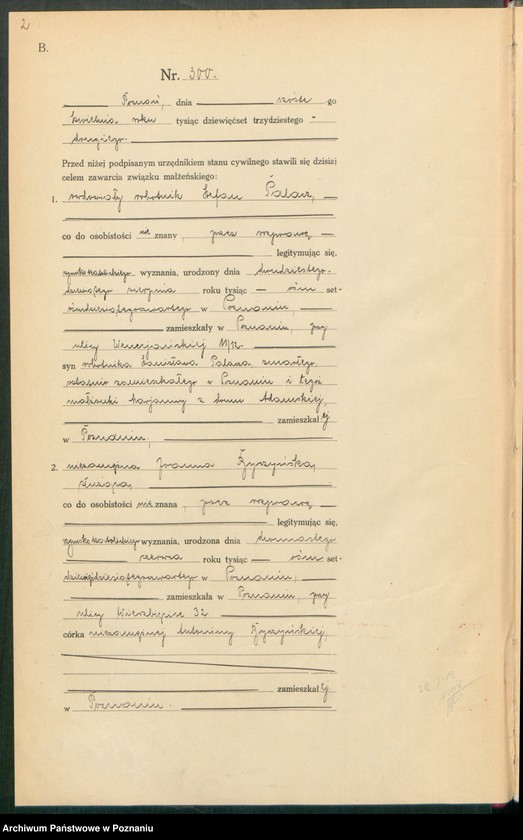 Obraz 4 z jednostki "Księga miejscowa małżeństw tom II [Rejestr główny małżeństw]"