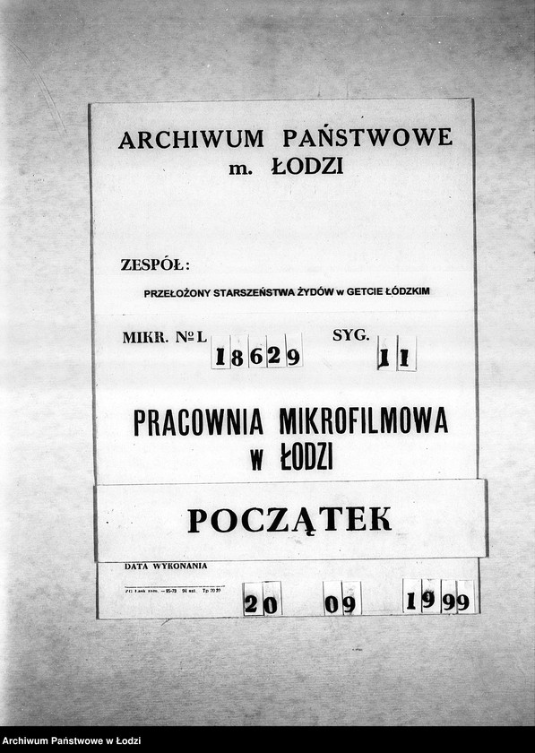 Obraz 1 z jednostki "Sprawy zaświadczeń [m.in. o zatrudnieniu mieszkańców getta, wysokości poborów, miejscu zamieszkania, sytuacji materialnej, wsparciach pieniężnych]"