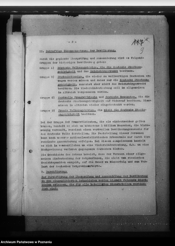 Obraz 13 z jednostki "Zarządzenia, wytyczne i korespondencja w sprawach ogólnych niemieckiej listy narodowej"