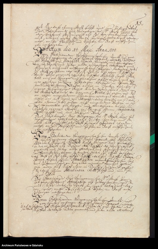 image.from.unit.number "Actum coram officio […] Gabrielis a Boemeln, Praeconsulis, Praesidis ac Montanorum Administratoris [20.III.1714-19.III.1715] Gabrielis a Boemeln Praesidis atque Caducorum Administratoris [9.IV.1714-7.III.1715] /2 indeksy/"