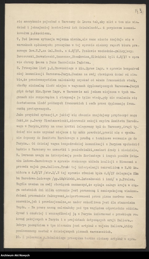 image.from.unit.number "Raporty polityczne, wiadomości różne z Warszawy i Paryża; "Pro Memoria""