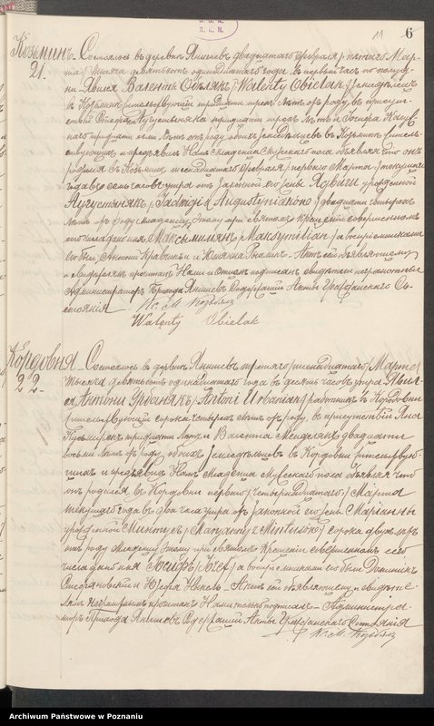 Obraz 14 z jednostki "Księga akt urodzeń, małżeństw, zgonów Parafii Rzymsko-Katolickiej w Janiszewie [za] 1911 rok"