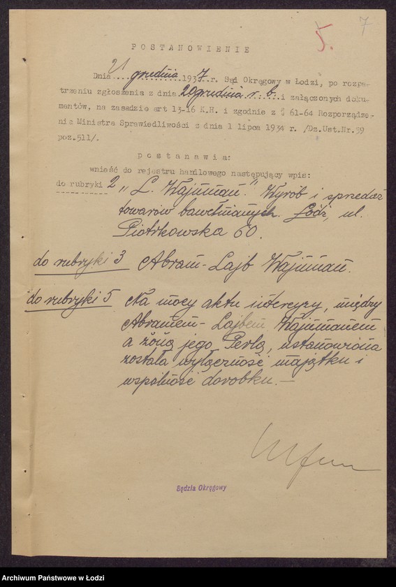 Obraz 9 z jednostki "Abram Lajb Wajnman- wyrób i sprzedaż towarów bawełnianych"