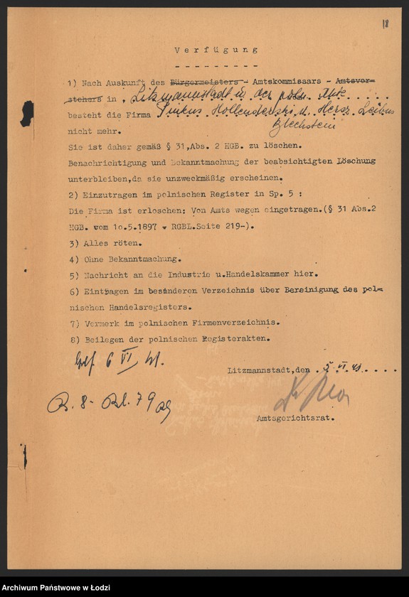 Obraz 20 z jednostki "Pinkus Holenderski, Hersz Leibus Blechstein- fabrykacja i sprzedaż wyrobów pończoszniczych"