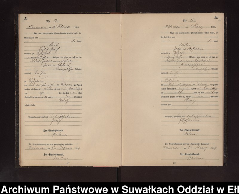 image.from.unit.number "Geburts-Neben-Register des Preussischen Standes-Amtes Rydzewen Kreis Loetzen"