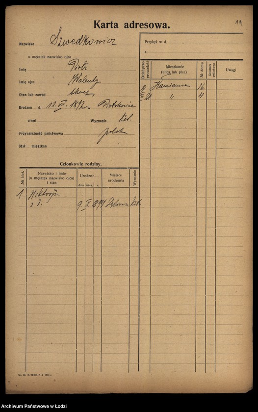 Obraz 13 z jednostki "[Spis ludności Łodzi] Szwedczak-Szydłowiecki"