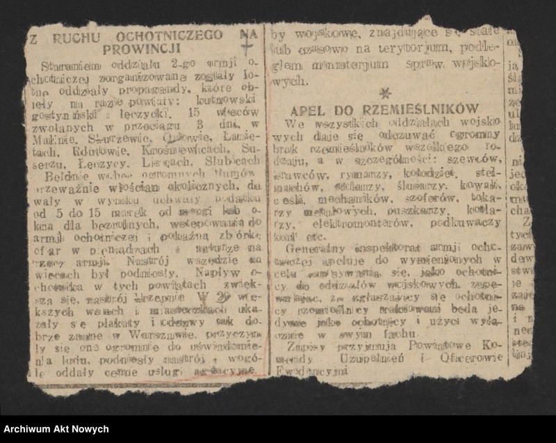 image.from.unit.number "Walki Armii Ochotniczej pod Warszawą. Wycinki prasowe."
