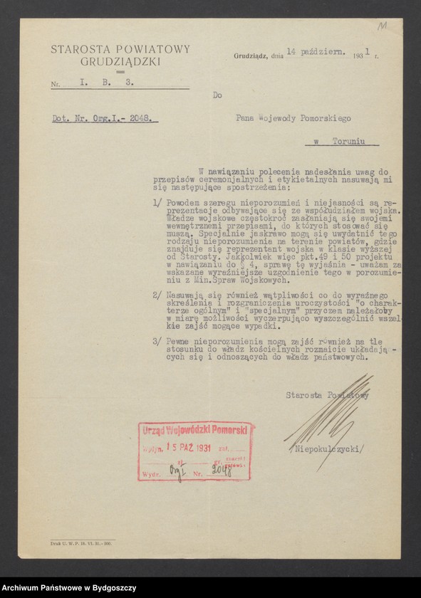 Obraz 13 z jednostki "Reprezentacja Rządu, uroczystości oficjalne i udział w nich Wojewody"