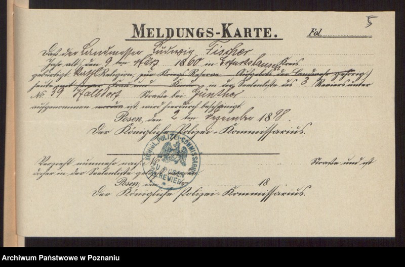 Obraz 7 z jednostki "Die von den Verlobten beigebrachten Urkunden zur Eheschliessung pro 1899"