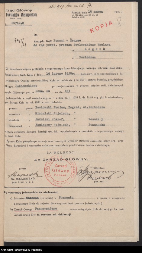 Obraz 10 z jednostki "Żegrze, powiat Poznań - akta koła."