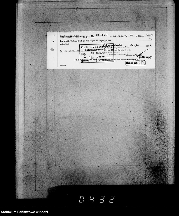 Obraz 5 z jednostki "Aufträge, [Lieferscheinen und Rechnungen] 16051-16121 [Zamówienia, rachunki, dowody dostaw, zapotrzebowania na żywność dla Getta]"