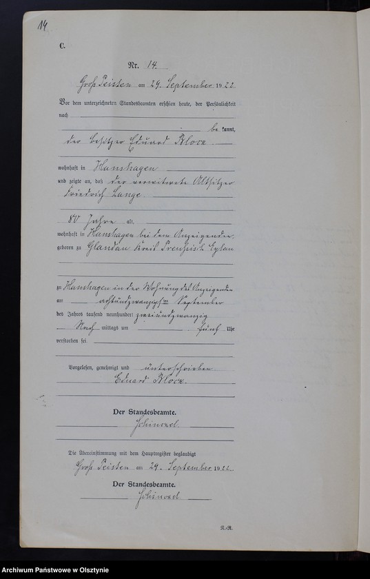 image.from.unit.number "Sterbe-Neben-Register Nr 1 - 19 [ Księga zgonów - wtóropis ]"