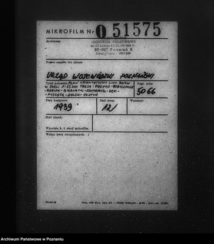 Obraz 2 z jednostki "Plan orientacyjny linii 30 km w skali 1:25000 Trasa: Poznań-Kobylepole-Kórnik-Biernatki-Zaniemyśl-Łęgi-Pyszące-Dolsk-Gostyń"