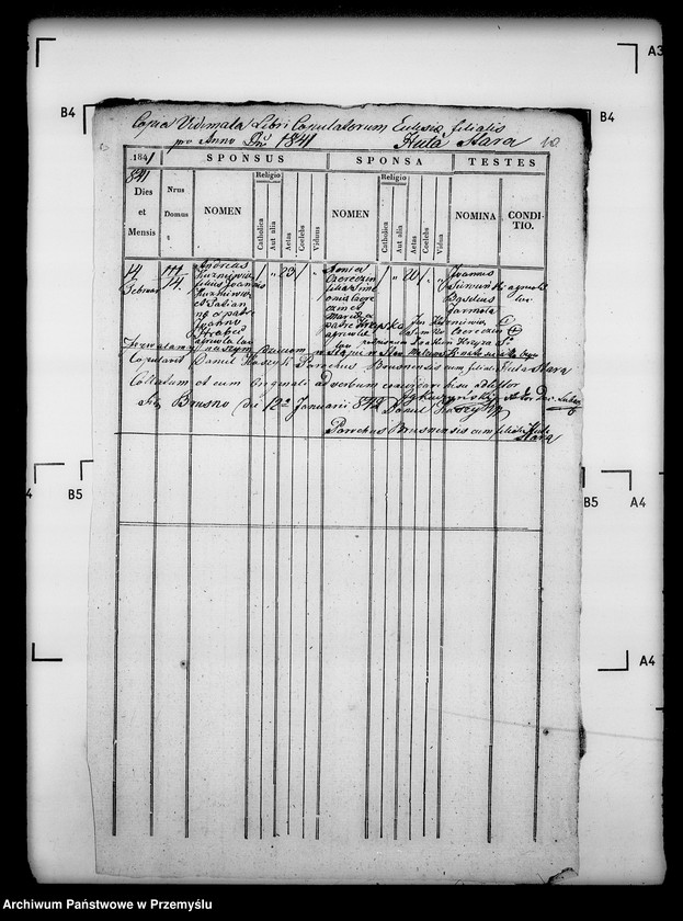 Obraz 16 z jednostki "[Kopie ksiąg metrykalnych parafii Brusno Stare z filiami Brusno Nowe, Huta Stara (dekanat Cieszanów)]"