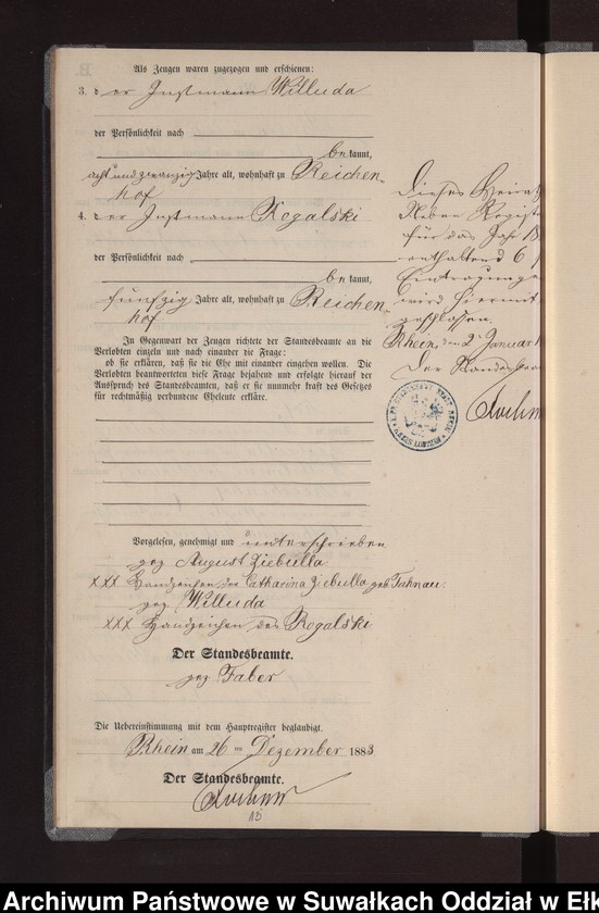 image.from.unit.number "Heiraths-Neben-Register des Preussischen Standes-Amtes Rhein Kreis Loetzen"