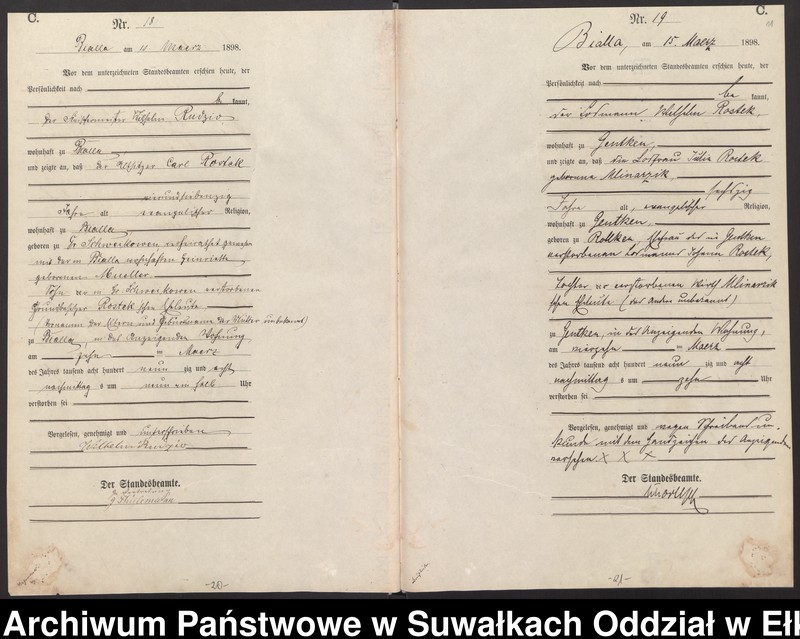 image.from.unit.number "Sterbe-Haupt-Register des Königlichen Preussischen Standes-Amtes Bialla Kreis Johannisburg"