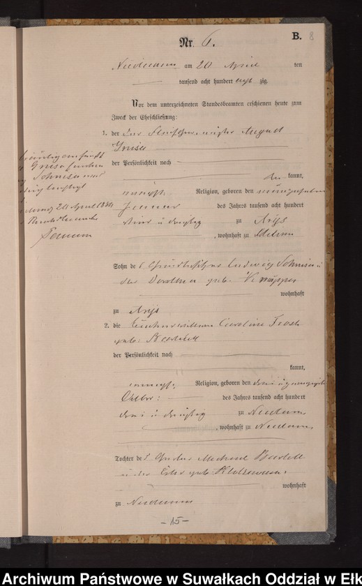 image.from.unit.number "Heiraths-Haupt-Register des Königlich Preussischen Standes-Amtes Stadt Nicolaiken Kreis Sensburg"