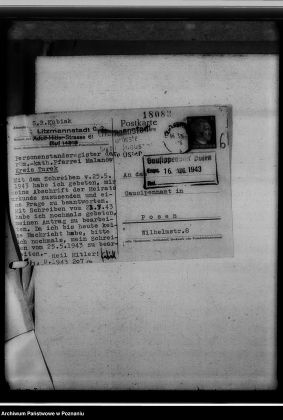 Obraz 10 z jednostki "[Korespondencja w sprawach poszukiwań genealogicznych]"