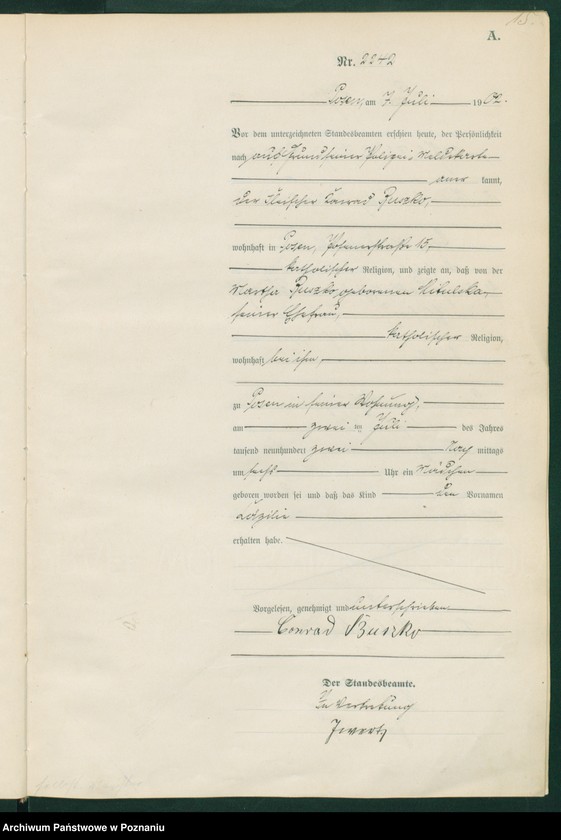 Obraz 18 z jednostki "Księga miejscowa urodzeń t. V"