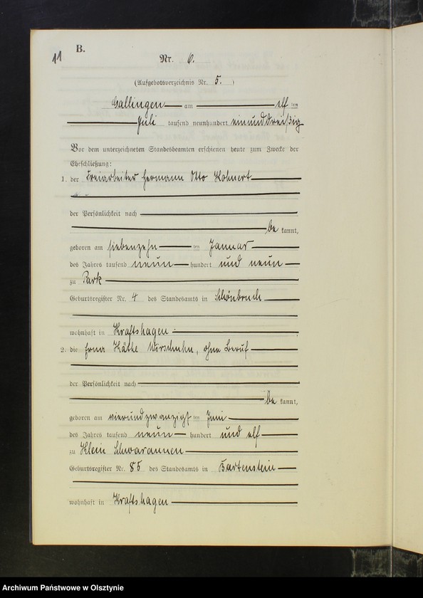 image.from.unit.number "Heirats-Neben-Register Nr 1 - 19 [ Księga małżeństw - wtóropis ]"