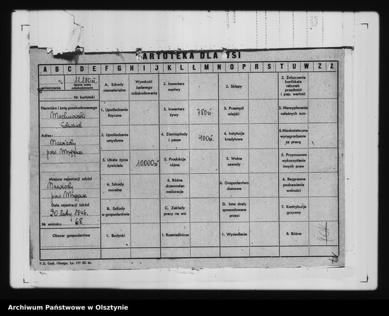 image.from.unit.number "Sprawozdania i ankiety szkód wojennych pow. Morąg i Mrągowo"