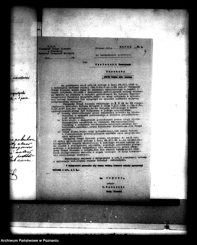 Obraz 13 z jednostki "Majątek Koronowo powiatu leszczyńskiego wyłączenie z art. 4/5 ustawy o reformie rolnej Franciszek Speichert"
