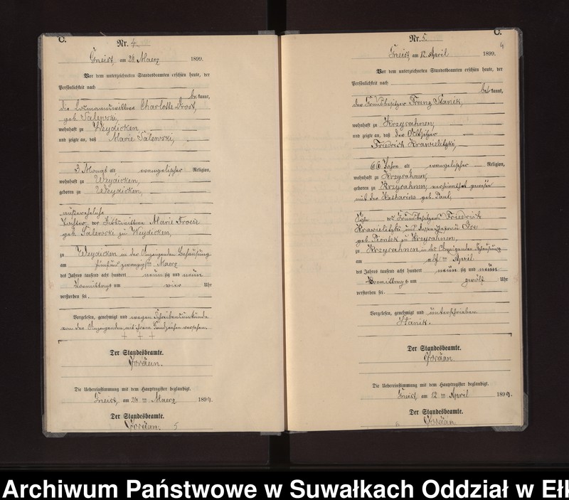 image.from.unit.number "Sterbe-Neben-Register des Königlichen Preussischen Standes-Amtes Gneist Kreis Lötzen"