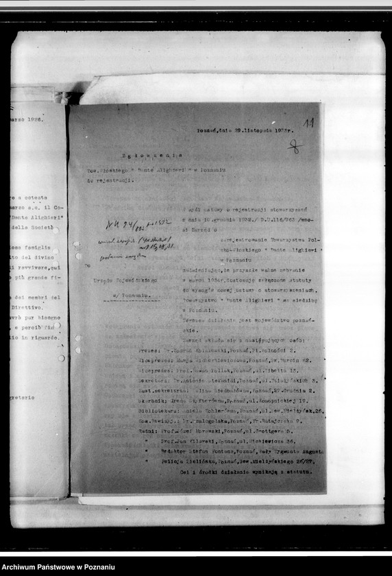 Obraz 15 z jednostki "Stowarzyszenie "Polonia-Italia" w Poznaniu: a/ Sprawozdanie z działalności /1926-1927/, b/ Protokoły walnych zebrań /1927, 1933/, c/ Statut /1934 rok/, d/ Korespondencja"