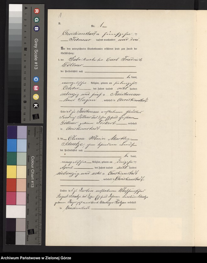 image.from.unit.number "Heiraths-Neben-Register im Standes-Amt Christianstadt a[m] B[ober] Kreis Sorau N[ieder] L[ausitz] pro 1903"