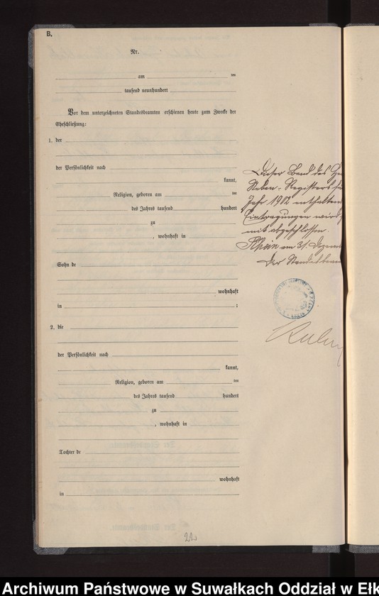 image.from.unit.number "Heiraths-Neben-Register des Königlichen Preussischen Standes-Amtes Gneist Kreis Loetzen"