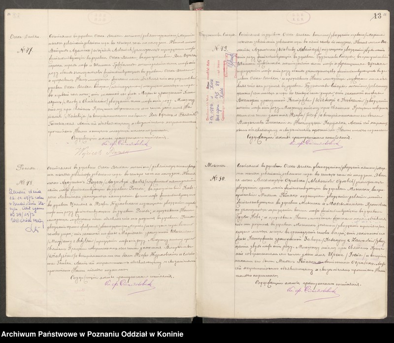 Obraz 15 z jednostki "Księga akt urodzeń, małżeństw, zgonów Parafia Rzymskokatolicka Osiek Wielki [za] rok 1909"