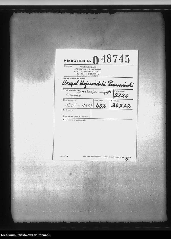 Obraz 2 z jednostki "Parcelacja majątku Czermin"