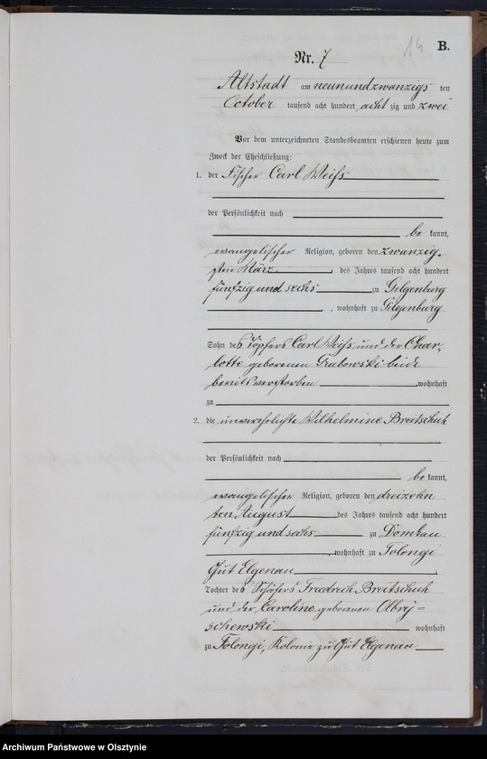 image.from.unit.number "Heiraths-Neben-Register Nr 1 - 14"