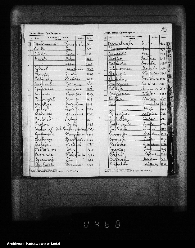 Obraz 14 z jednostki "Skorowidz do akt urodzeń"