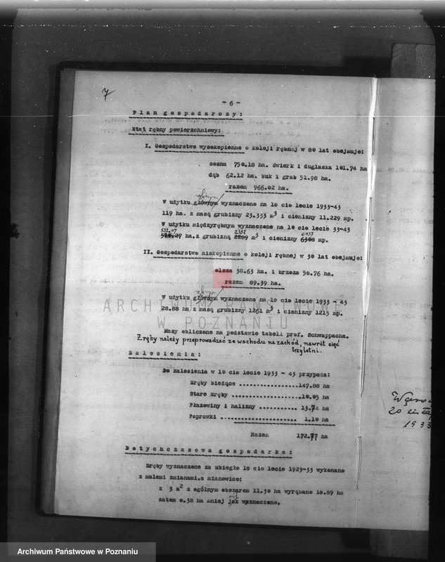 Obraz 11 z jednostki "Plan urządzenia gospodarstwa leśnego dla lasu majętności Wąsowo w powiecie nowotomyskim 1933-1943"