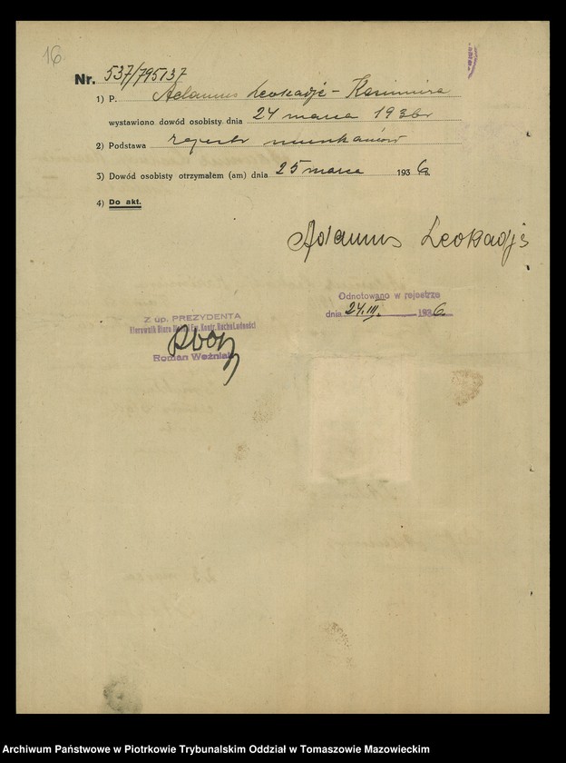 image.from.unit.number "Dowodów osobistych od nr 531 do 750. Tom IV"