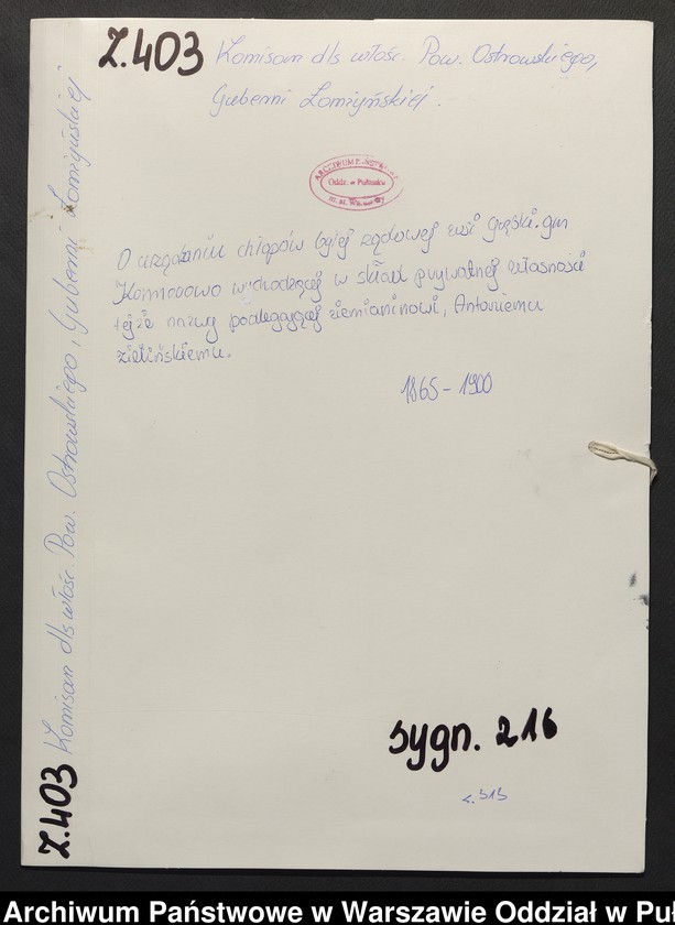 image.from.unit.number "O urządzaniu chłopów byłej rządowej wsi Grębki, gm. Komorowo wchodzącej w skład prywatnej własności tejże nazwy podlegającej ziemianinowi Antoniemu Zielińskiemu"