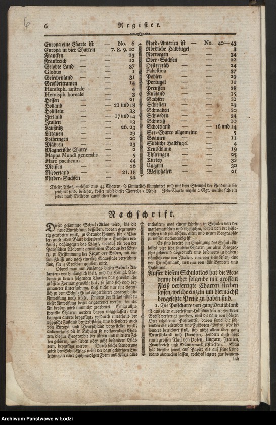 Obraz 8 z jednostki "Geographischer Atlas besteherd in 44 Land-Karten worauf alle Theile des Erd-Grenses vorgestellet werben. Auf Befehl der Königlischen Academie der Wissenschaften, Berlin 1750"