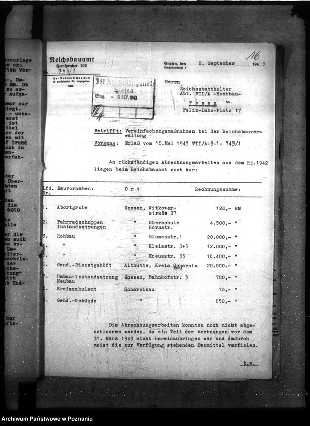 Obraz 20 z jednostki "Verwaltungsangelegenheiten der Reichsbauämter"