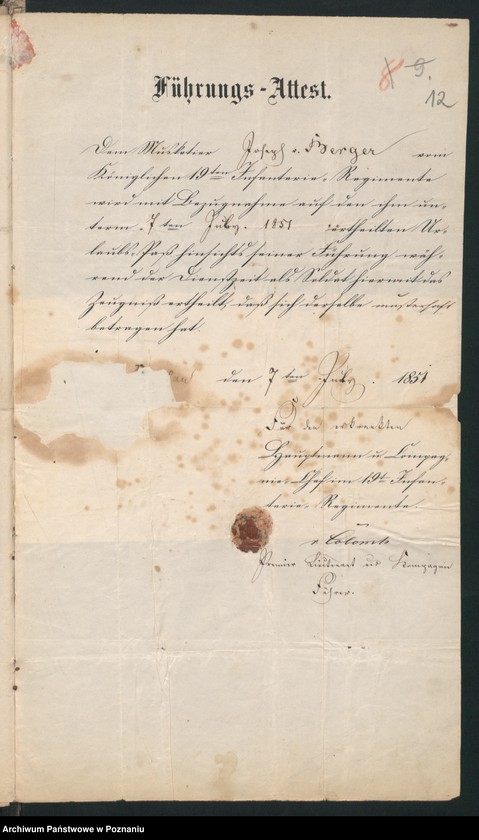 Obraz 16 z jednostki "A. betr. die Feststellung der Heimatsverhältnisse des Josef Berger aus Grembanin geboren in Baranowitz , Kreis Rybnik"