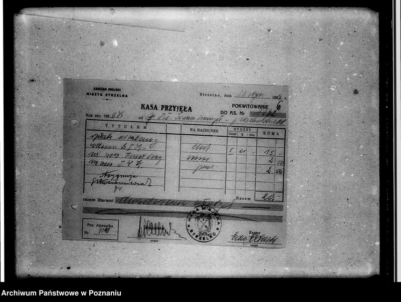 Obraz 10 z jednostki "Lista składek członkowskich Towarzystwa Przemysłowców w Strzelnie. Rachunki, pokwitowania"