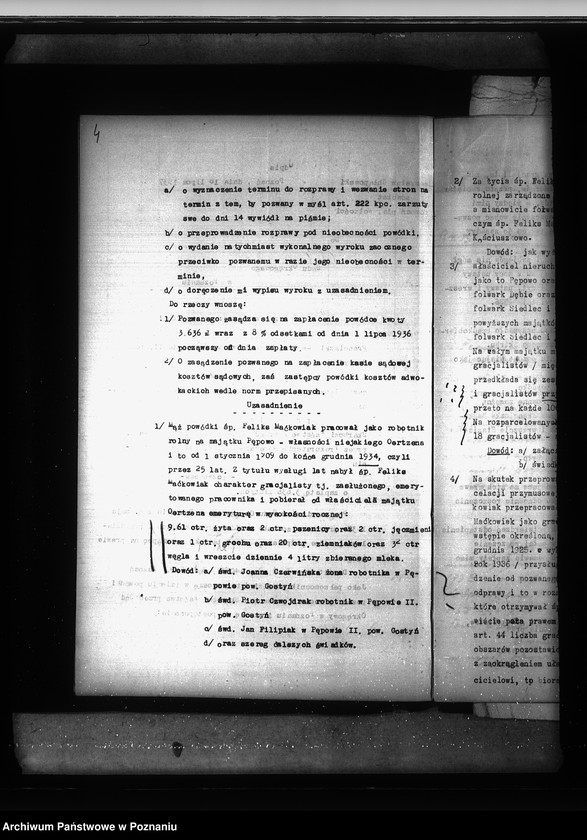 Obraz 8 z jednostki "Franciszka Maćkowiaka c/a Skarb Państwa odprawa z art. 44 Pępowo powiatu gostyńskiego"