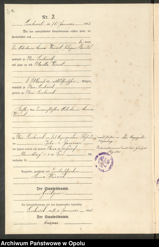 image.from.unit.number "Sterbe-Neben-Register Standes-Amt Leubusch 1895"