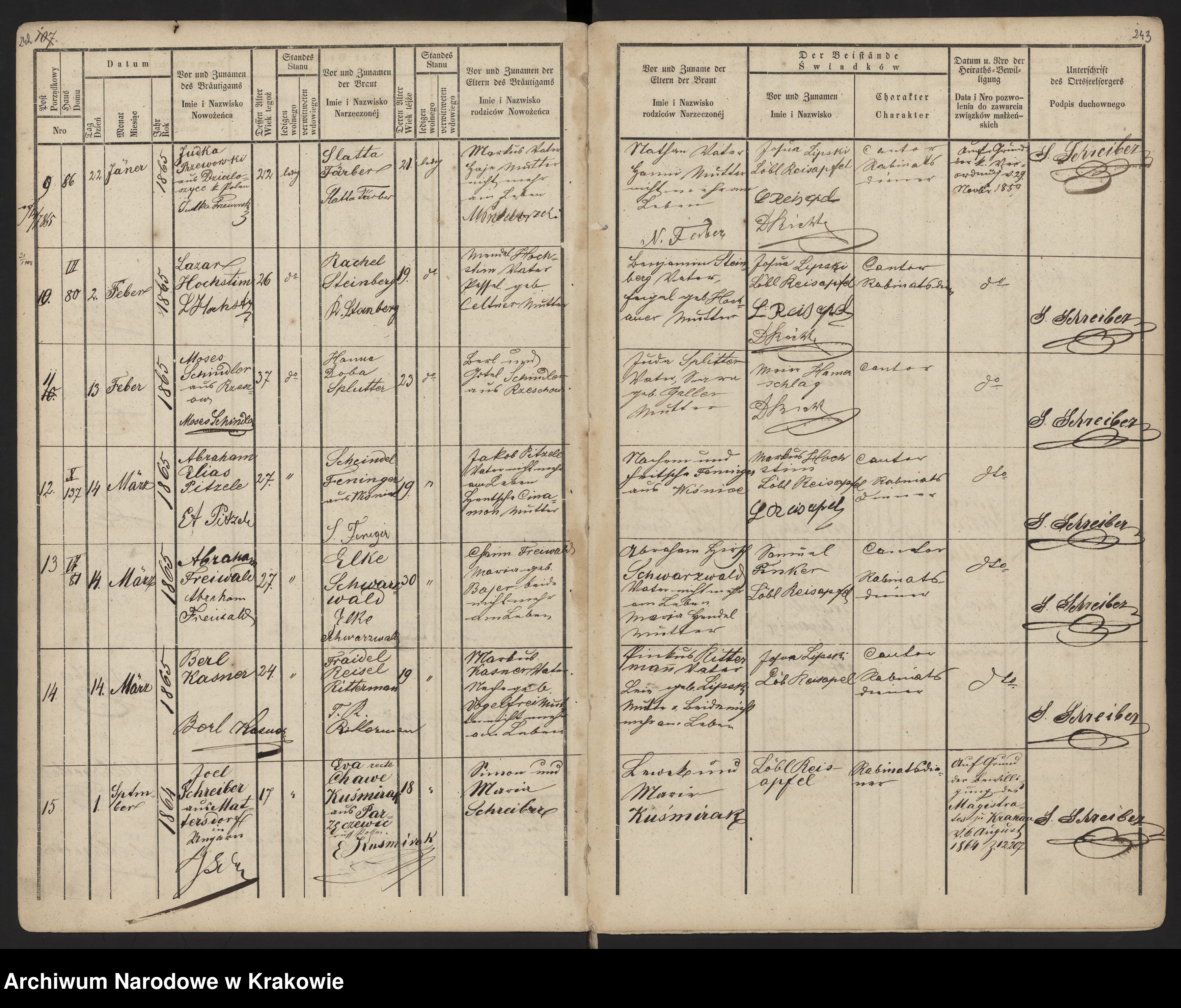Skan z jednostki: Trauungs-Buch księga zawartych małżeństw od roku 1852 dnia 20. Kwietnia