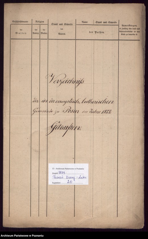 Obraz 2 z jednostki "Verzeichniss der Getauften"